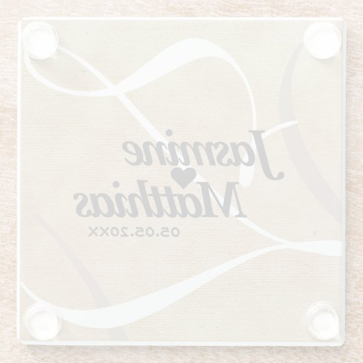 Rustic Elegant  Monogram Burlap Wedding Glazen Onderzetter (Achterkant)