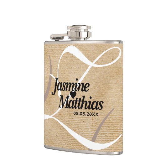 Rustic Elegant Monogram Burlap Wedding Heupfles (Links)