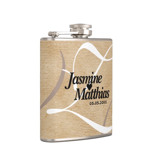 Rustic Elegant  Monogram Burlap Wedding Heupfles (Rechts)