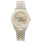 Rustic Elegant  Monogram Burlap Wedding Horloge (Voorkant)