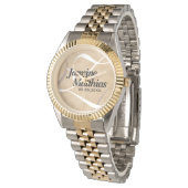 Rustic Elegant  Monogram Burlap Wedding Horloge (Gekanteld)