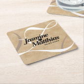 Rustic Elegant  Monogram Burlap Wedding Kartonnen Onderzetters (Schuin)