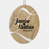 Rustic Elegant  Monogram Burlap Wedding Keramisch Ornament (Rechts)
