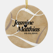 Rustic Elegant  Monogram Burlap Wedding Keramisch Ornament (Voorkant)