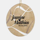 Rustic Elegant  Monogram Burlap Wedding Keramisch Ornament (Links)