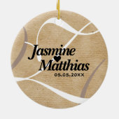 Rustic Elegant  Monogram Burlap Wedding Keramisch Ornament (Achterkant)