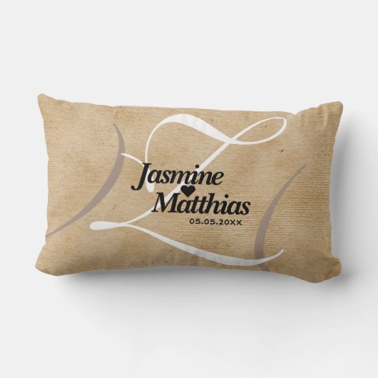 Rustic Elegant  Monogram Burlap Wedding Kussen (Achterkant)