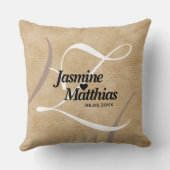 Rustic Elegant  Monogram Burlap Wedding Kussen (Achterkant)