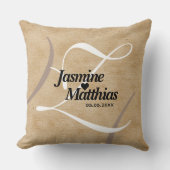 Rustic Elegant  Monogram Burlap Wedding Kussen (Voorkant)