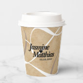 Rustic Elegant  Monogram Burlap Wedding Papieren Bekers (Achterkant)