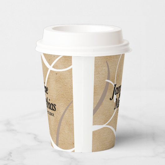 Rustic Elegant  Monogram Burlap Wedding Papieren Bekers (Rechts)