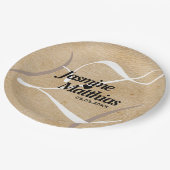 Rustic Elegant Monogram Burlap Wedding Papieren Bordje (Gekanteld)