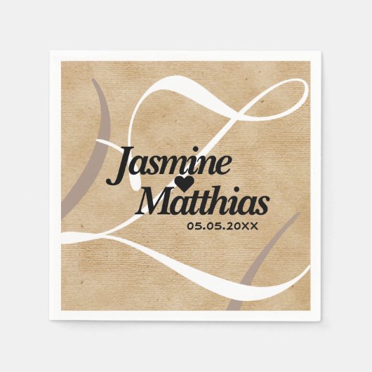 Rustic Elegant  Monogram Burlap Wedding Servet (Voorkant)