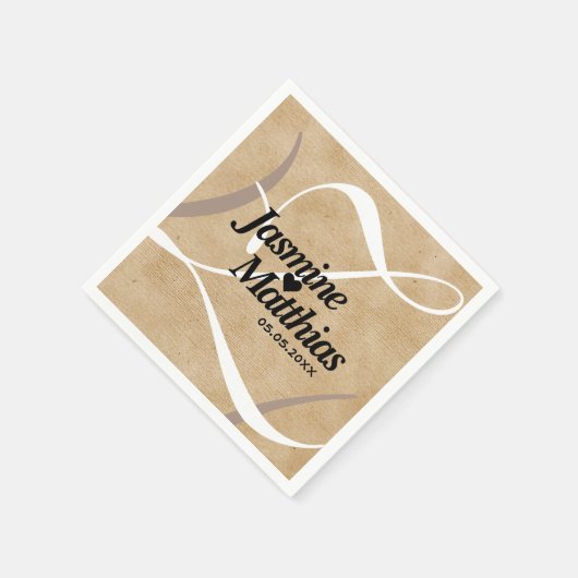 Rustic Elegant  Monogram Burlap Wedding Servet (Hoek)