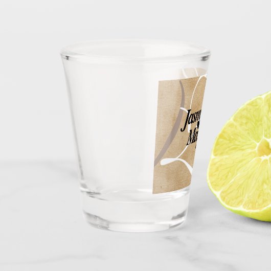 Rustic Elegant  Monogram Burlap Wedding Shot Glas (Links)