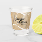 Rustic Elegant  Monogram Burlap Wedding Shot Glas (Voorkant)