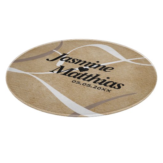 Rustic Elegant  Monogram Burlap Wedding Snijplank (Hoek)