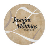 Rustic Elegant  Monogram Burlap Wedding Snijplank (Voorkant)