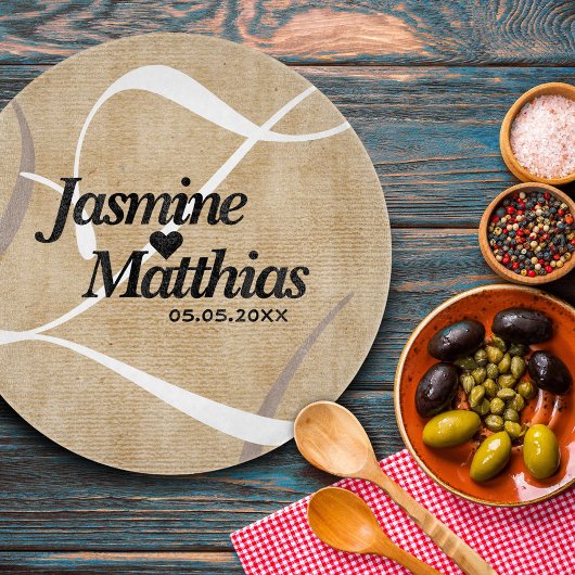 Rustic Elegant  Monogram Burlap Wedding Snijplank