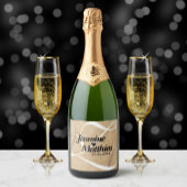 Rustic Elegant  Monogram Burlap Wedding Sparkling Wijnetiket