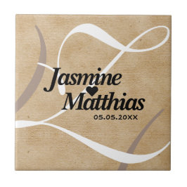 Rustic Elegant  Monogram Burlap Wedding Tegeltje