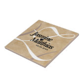 Rustic Elegant  Monogram Burlap Wedding Tegeltje (Zijkant)