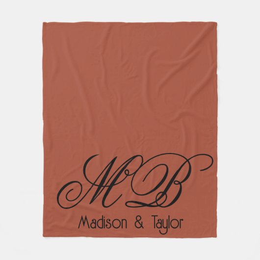 Rustic Elegant Monogram Pas getrouwd Couple Fleece Deken (Voorkant)