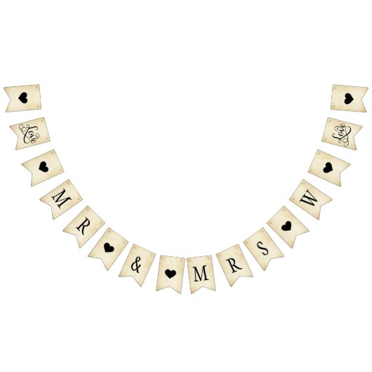 Rustic Elegant Mr. en Mrs Custom Monogram Initiaal Vlaggetjes (Alle)