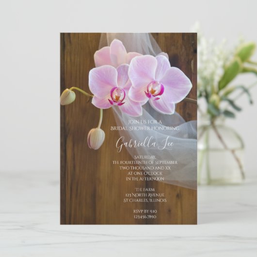 Rustic Elegant Orchids Country Barn Vrijgezellenfe Kaart (Staand voorkant)