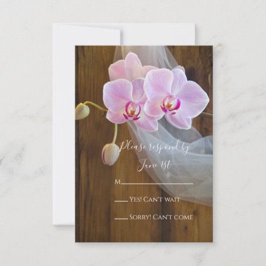 Rustic Elegant Orchids Country Wedding RSVP Card (Voorkant)