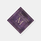Rustic Elegant Paars Gold Monogram Weddenschap Servet (Hoek)
