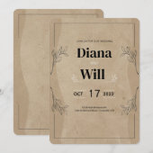 Rustic Elegant Parchment Wedding Kaart (Voorkant / Achterkant)