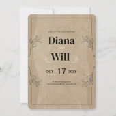Rustic Elegant Parchment Wedding Kaart (Voorkant)
