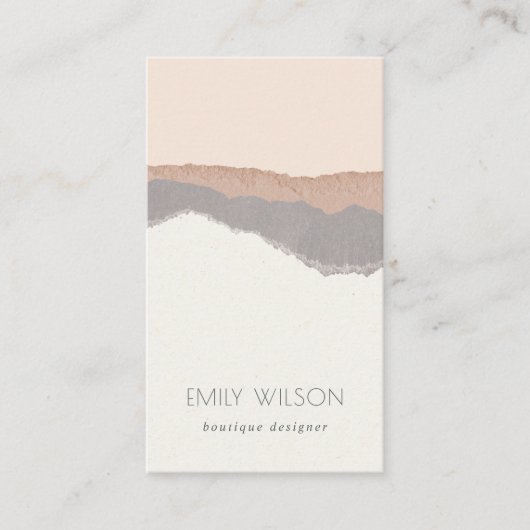Rustic Elegant Pastel Blush Kraft Mountain Waves Visitekaartje (Voorkant)