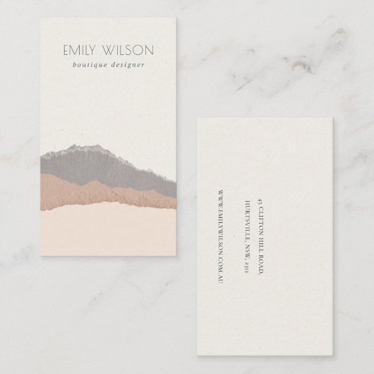 Rustic Elegant Pastel Blush Kraft Mountain Waves Visitekaartje (Voorkant / Achterkant)