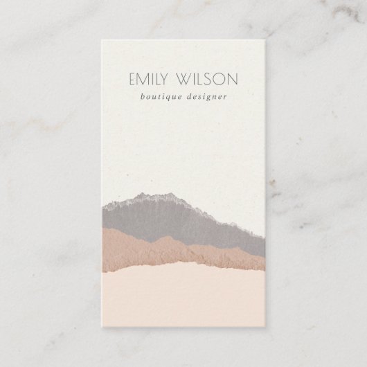 Rustic Elegant Pastel Blush Kraft Mountain Waves Visitekaartje (Voorkant)