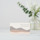 Rustic Elegant Pastel Blush Kraft Mountain Waves Visitekaartje (Staand voorkant)