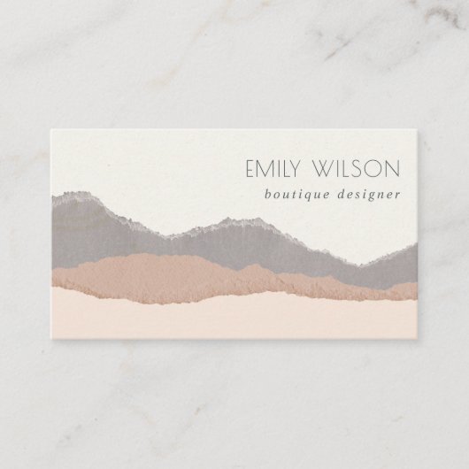 Rustic Elegant Pastel Blush Kraft Mountain Waves Visitekaartje (Voorkant)