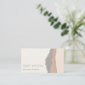 Rustic Elegant Pastel Blush Kraft Mountain Waves Visitekaartje (Staand voorkant)