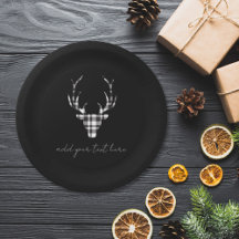 Rustic Elegant Personalized Christmas Paper Plates