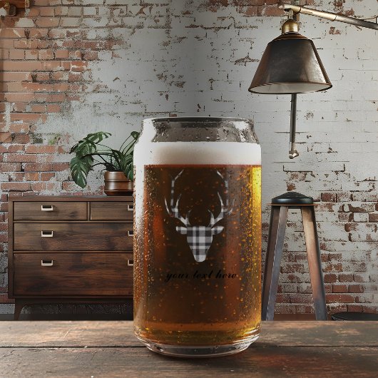 Rustic Elegant Personalized Deer Beer Can Glass Blikvorm Glas