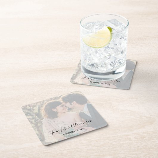 Rustic elegant photo boho wedding kartonnen onderzetters (Insitu)