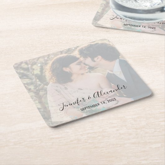 Rustic elegant photo boho wedding kartonnen onderzetters (Schuin)