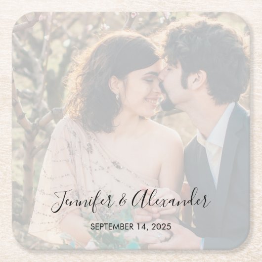 Rustic elegant photo boho wedding kartonnen onderzetters (Voorkant)