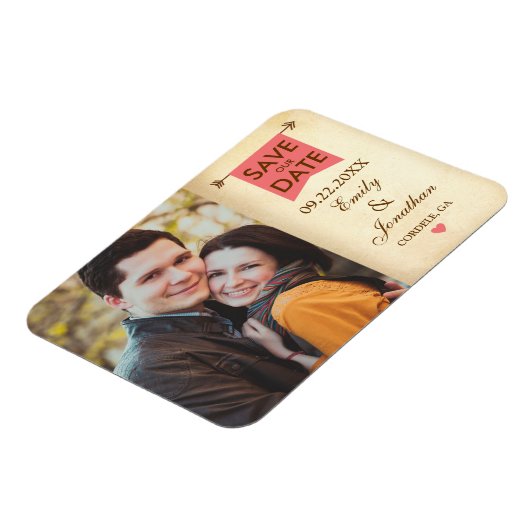 Rustic Elegant Photo Save the Date Magneet (Linkerzijde)