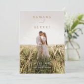 Rustic Elegant Photo Script Wedding Invitation Kaart (Staand voorkant)