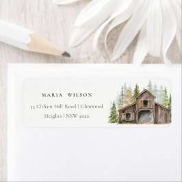 Rustic Elegant Pine Bossen Forest Barnyard Adres Etiket