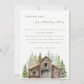 Rustic Elegant Pine Bossen Forest Barnyard Wedding Bedankkaart (Voorkant)
