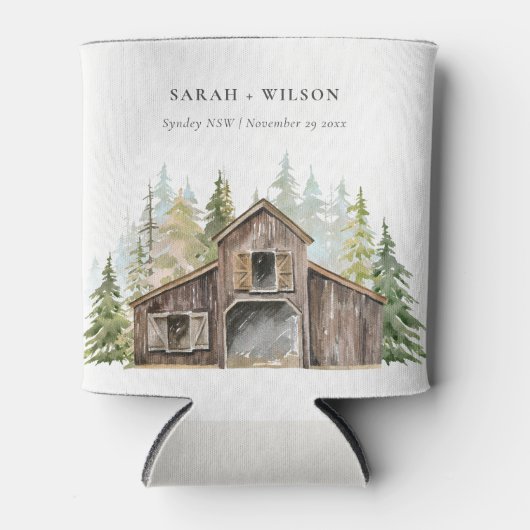 Rustic Elegant Pine Bossen Forest Barnyard Wedding Blikjeskoeler (Voorkant)