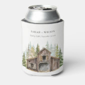 Rustic Elegant Pine Bossen Forest Barnyard Wedding Blikjeskoeler (Blikje Achterkant)